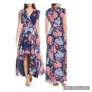 Eliza J High Low Floral Chiffon Dress